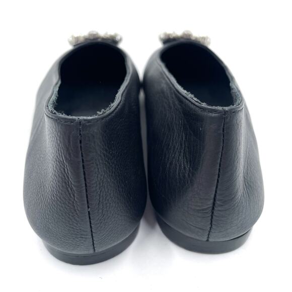 Alohas Bella Crystal Ballet Flats Black Pearl Leather Square Toe Sz 37 / 6.5 - Picture 6 of 10